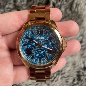 Blue Crystal / Rose Gold Women’s Fossil Watch